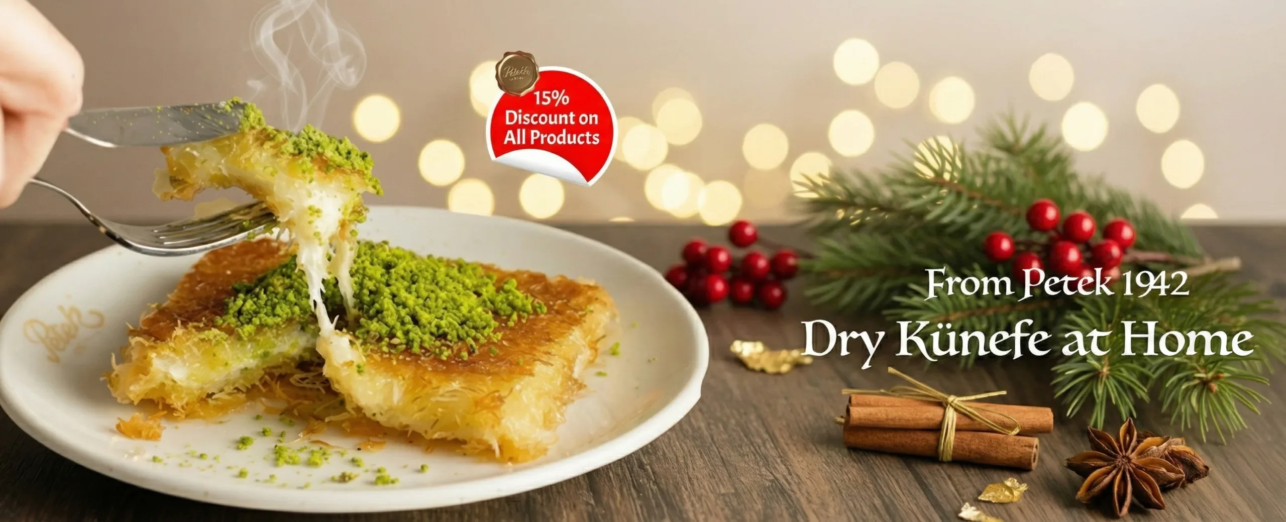 Freshly baked Turkish baklava on an ivory plate